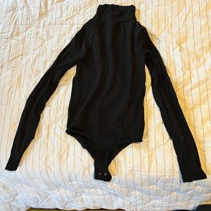 Free People Black Turtleneck Bodysuit